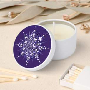 Elegant Blue & Silver Christmas Floral Mandala Mini Candle Favors