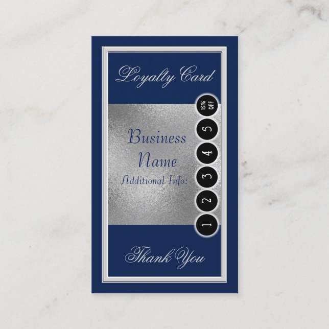 Elegant Blue & Silver Loyalty Card 2 (Front)