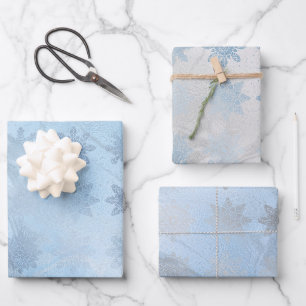 Elegant blue silver marble snowflakes Christmas Wrapping Paper Sheets