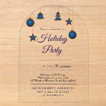 Elegant Blue Silver Ornament Corporate Holiday