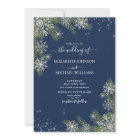 Elegant Blue Silver Snowflake Pine Winter Wedding