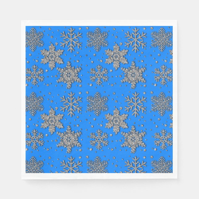 Elegant blue silver snowflakes napkins (Front)