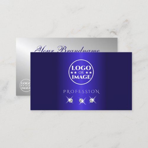 Elegant Blue Silver Sparkling Diamonds with Logo Business Card