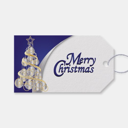 Elegant Blue Silver White and Gold Christmas Gift Tags