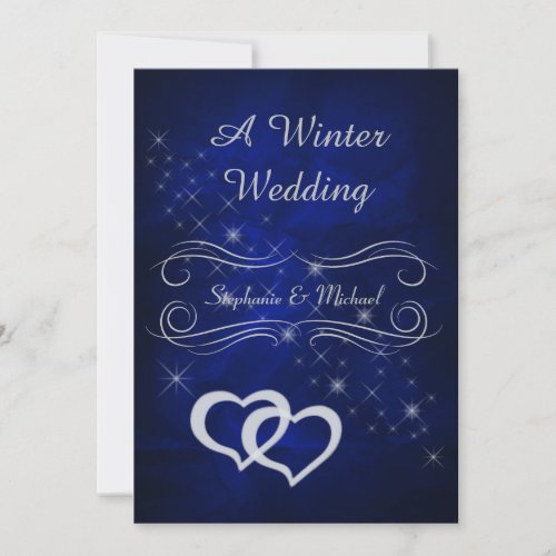 Elegant Blue Silver Winter Wedding Invitation
