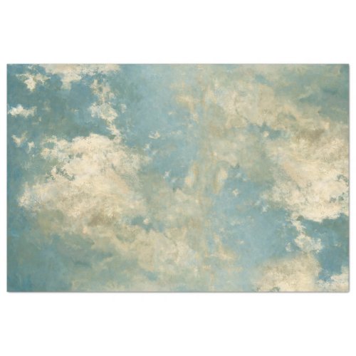 Elegant Blue Skies Clouds Impressionist Decoupage Tissue Paper
