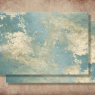 Elegant Blue Skies Clouds Impressionist Decoupage Tissue Paper