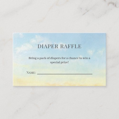 Elegant Blue Sky Clouds Baby Shower Diaper Raffle Enclosure Card