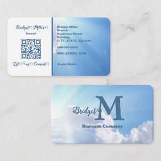 Elegant Blue Sky Clouds QR Business Card