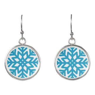 Elegant Blue Snowflake Earrings
