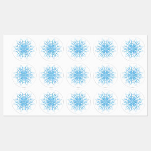 Elegant Blue Snowflake Mandala Labels