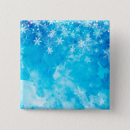 Elegant Blue Snowflakes Christmas  Pin Button