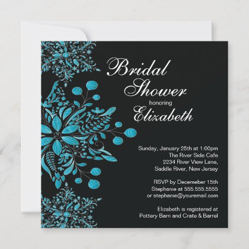Elegant Blue Snowflakes Winter Bridal Shower Invites