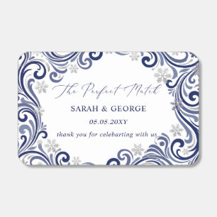 Elegant Blue snowflakes Winter Wedding Matchboxes