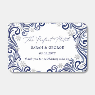 Elegant Blue snowflakes Winter Wedding Matchboxes