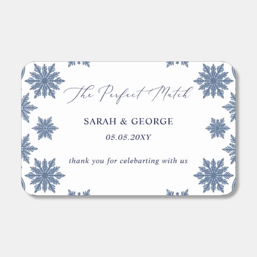 Elegant Blue snowflakes Winter Wedding Matchboxes