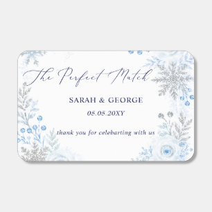 Elegant Blue snowflakes Winter Wedding Matchboxes