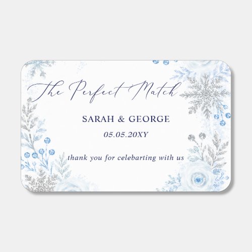 Elegant Blue snowflakes Winter Wedding Matchboxes