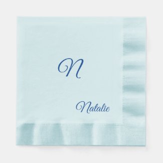 Elegant blue solid color monogrammed Napkins