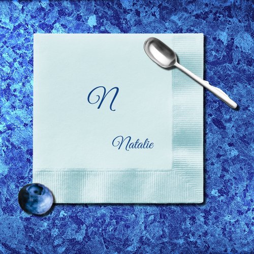 Elegant blue solid color monogrammed Napkins