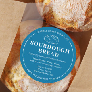 Elegant Blue Sourdough Bakery Bread Sticker