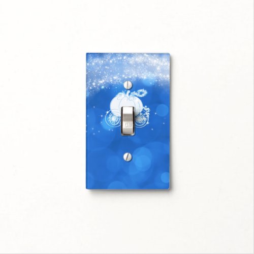 Elegant Blue Sparkle Carriage Cinderella Princess Light Switch Cover