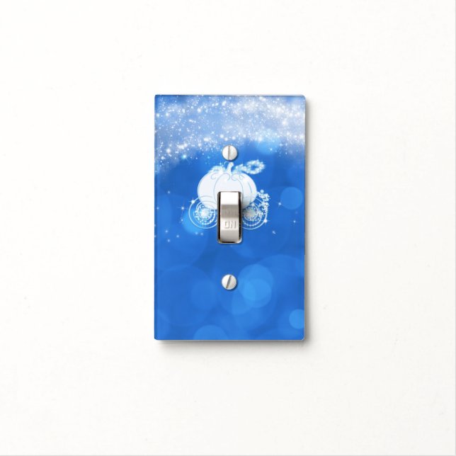 Elegant Blue Sparkle Carriage Cinderella Princess Light Switch Cover (In Situ)