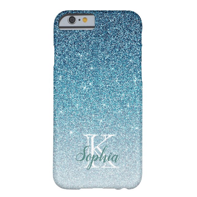 Elegant Blue Sparkle Glitter Monogram Name Case-Mate iPhone Case (Back)
