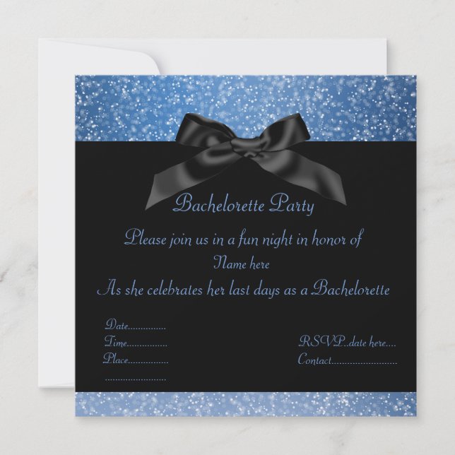 ELEGANT BLUE sparkle PARTY INVITATION (Front)