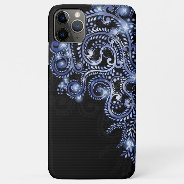 Elegant Blue Sparkly Swirl Case-Mate iPhone Case (Back)