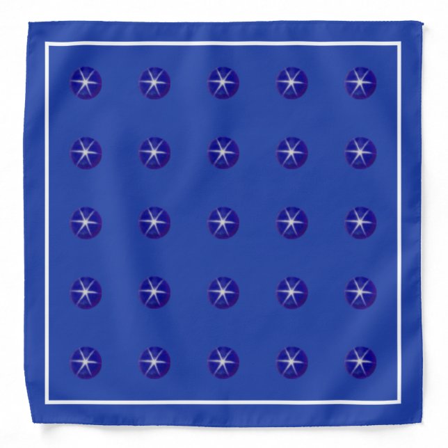 Elegant blue star sapphire on blue background bandana (Front)