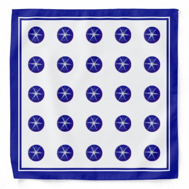 Elegant blue star sapphire on white background bandana (Front)