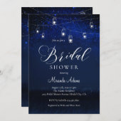 Elegant Blue Starry Night Mason Jar Bridal Shower Invitation (Front/Back)