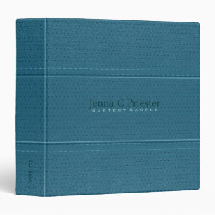 Elegant Blue Stitched Leather Texture 3 Ring Binder