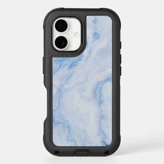  Elegant Blue Stone Marble Pattern Otterbox iPhone Case (Back)