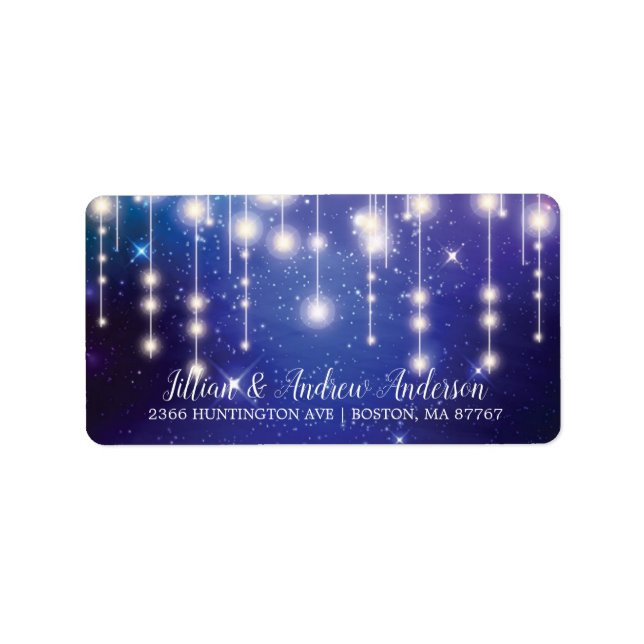Elegant Blue String Lights Return Address Label (Front)