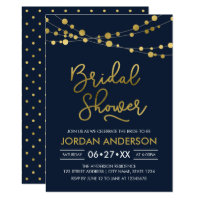 Elegant Blue Strings of Lights Bridal Shower Card