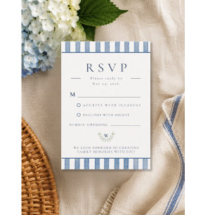 Elegant Blue Stripe Family Reunion RSVP Card
