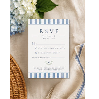 Elegant Blue Stripe Family Reunion RSVP Card