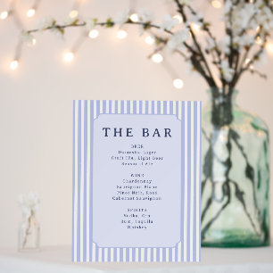 Elegant Blue Striped Beverage Menu Foam Board