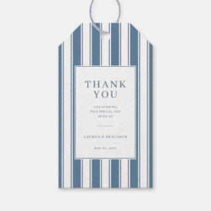 Elegant Blue Striped Gratitude Gift Tags