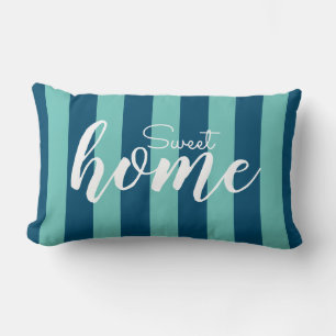 Elegant Blue Striped Pattern Test Sweet Home Lumbar Pillow