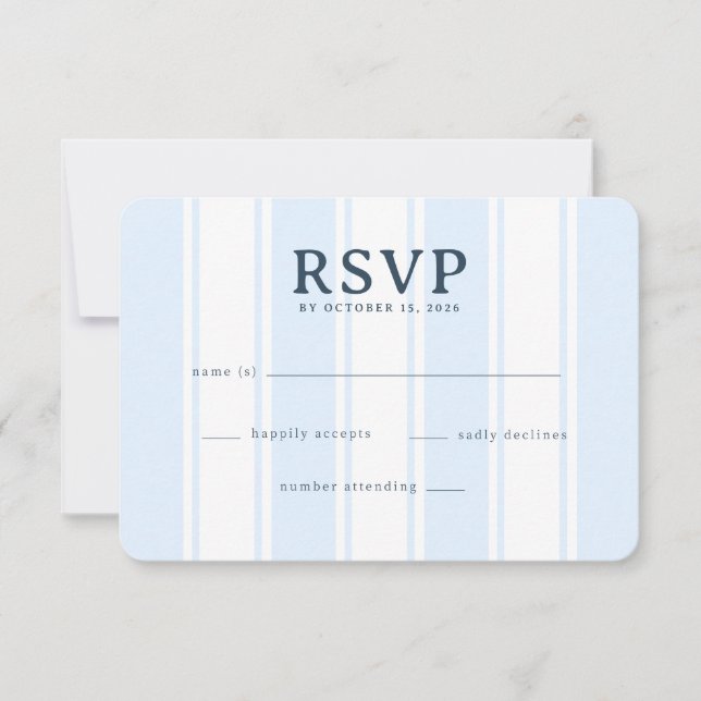 Elegant Blue Stripes RSVP Card (Front)