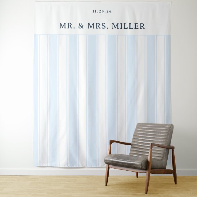Elegant Blue Stripes Tapestry (In Situ)