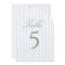 Elegant Blue Stripes Wedding Table Number