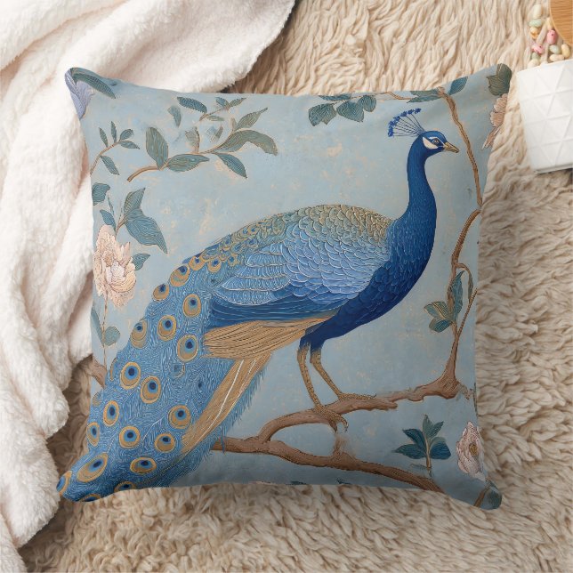 Elegant blue stylish retro pattern for her  throw pillow (Blanket)
