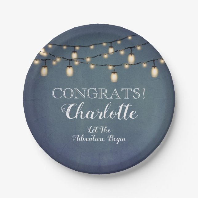 Elegant Blue Surprise Retirement Party   Paper Plates (Front)