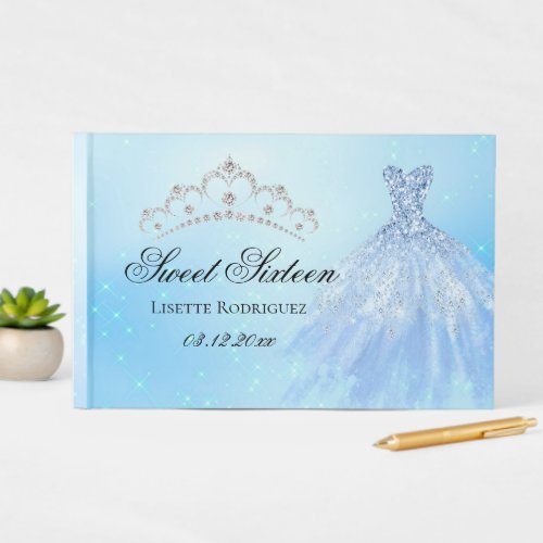 Elegant Blue Sweet Sixteen Guest Book