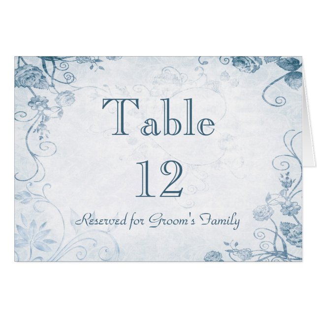Elegant Blue Table Seating Name Card (Front Horizontal)