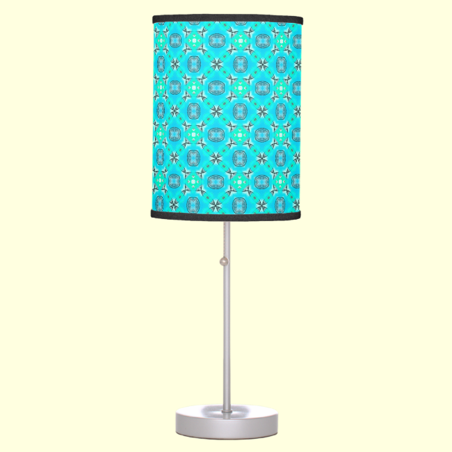 Elegant Blue Teal Abstract Modern Foliage Desk Lamps
